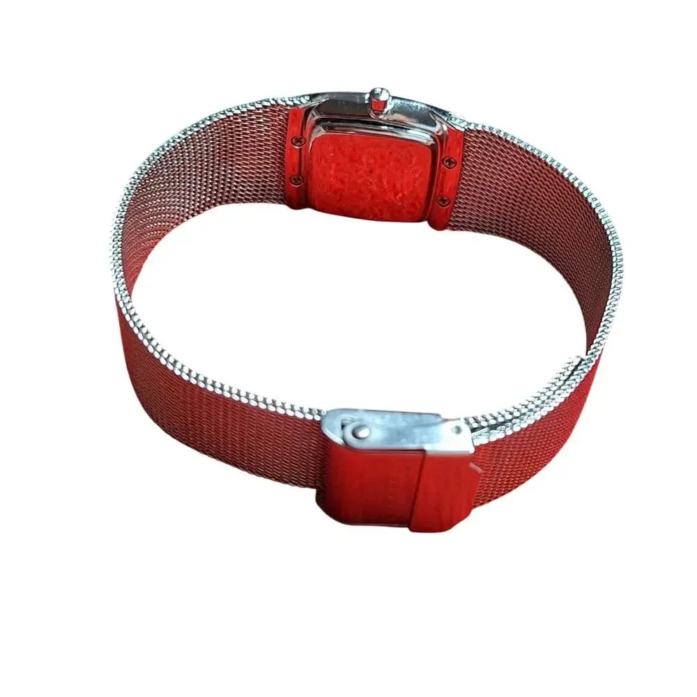 Skagen Denmark 380XSGS1 Slim Square Watch - Two-Tone Mesh & Crystal Dial WORKS